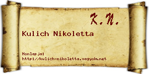 Kulich Nikoletta névjegykártya